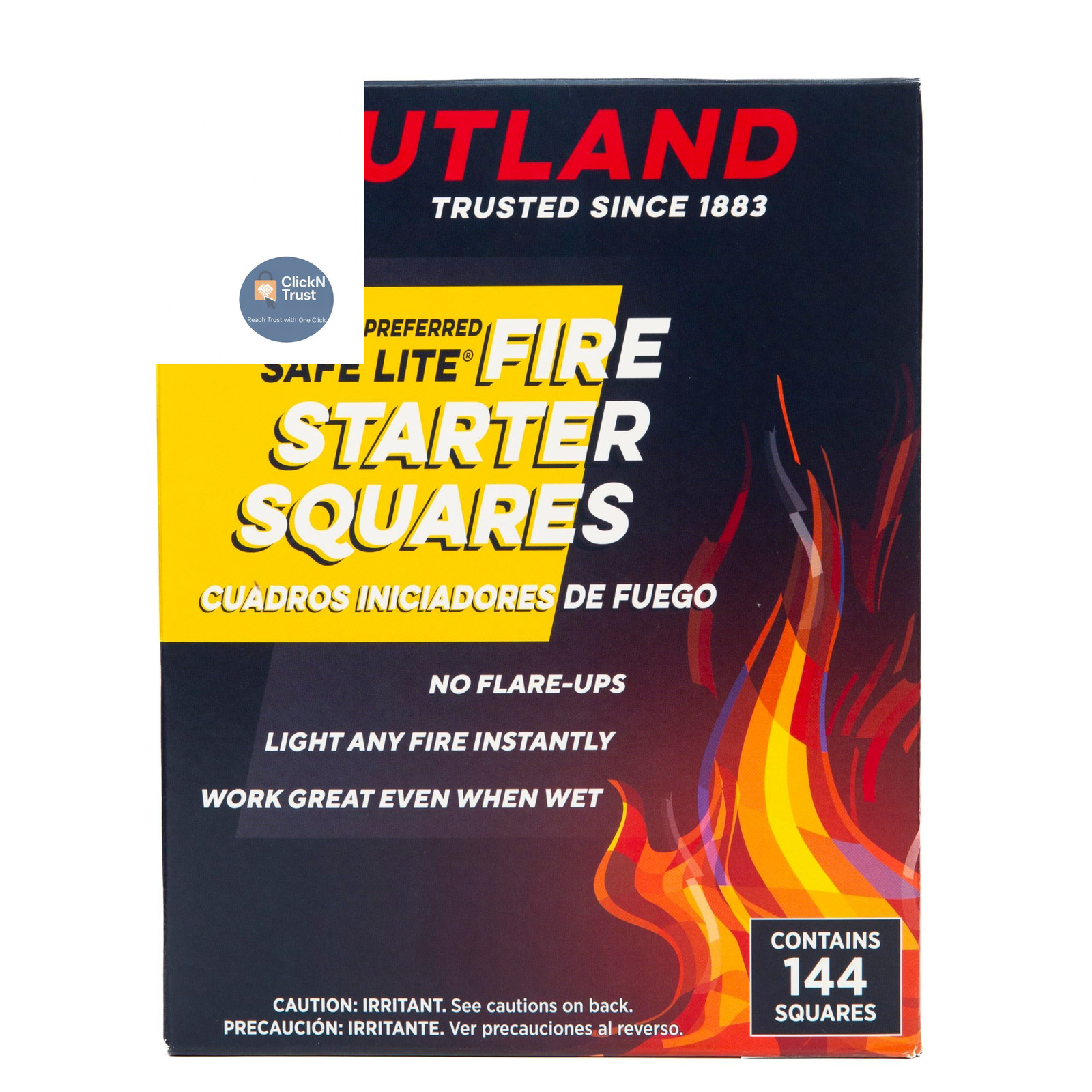 Rutland Safe Lite Fire Starter Squares – Heavy Charcoal 144 Count, Natural