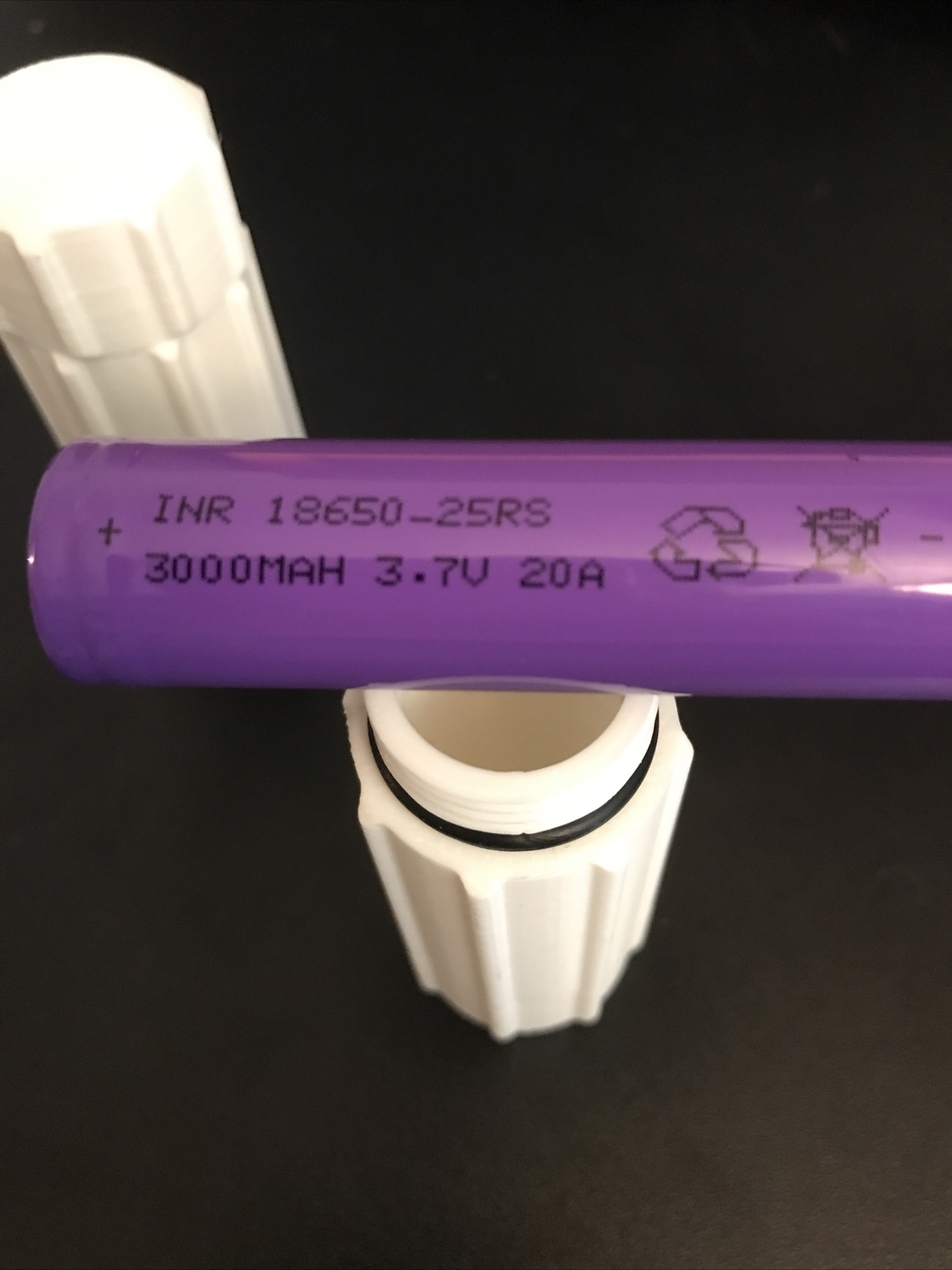 3d Printed 2x 18560 Battery Covers Water Tight Lanyard Loop Ridged For Easy Open