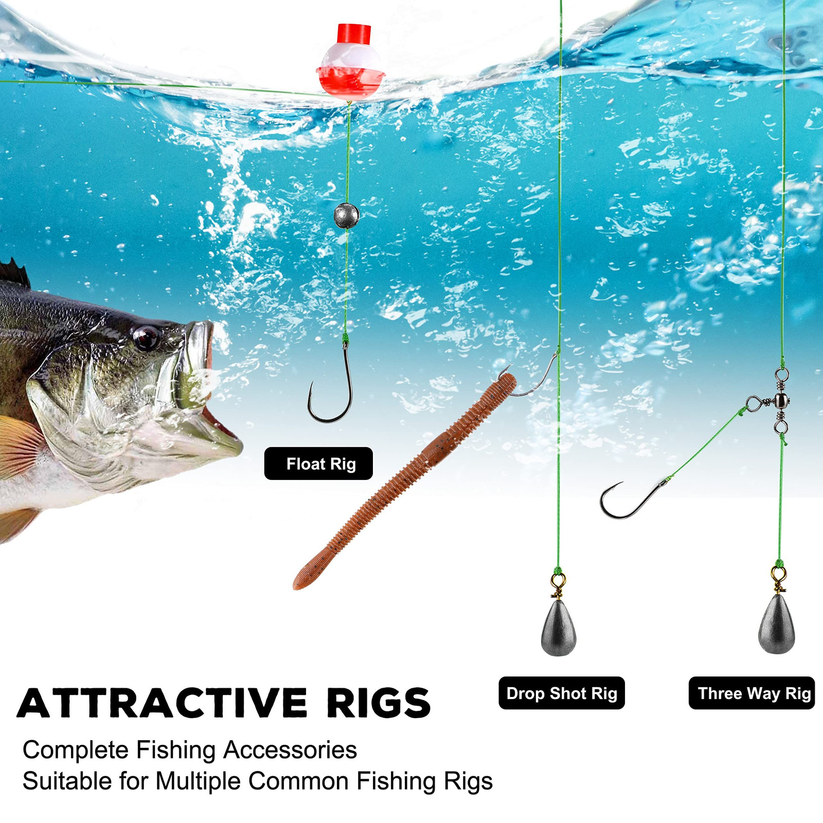 TOPFORT 187/343pcs 6.3 x 3.7 x 1.8 inches, 251pcs Fishing Accessories kit