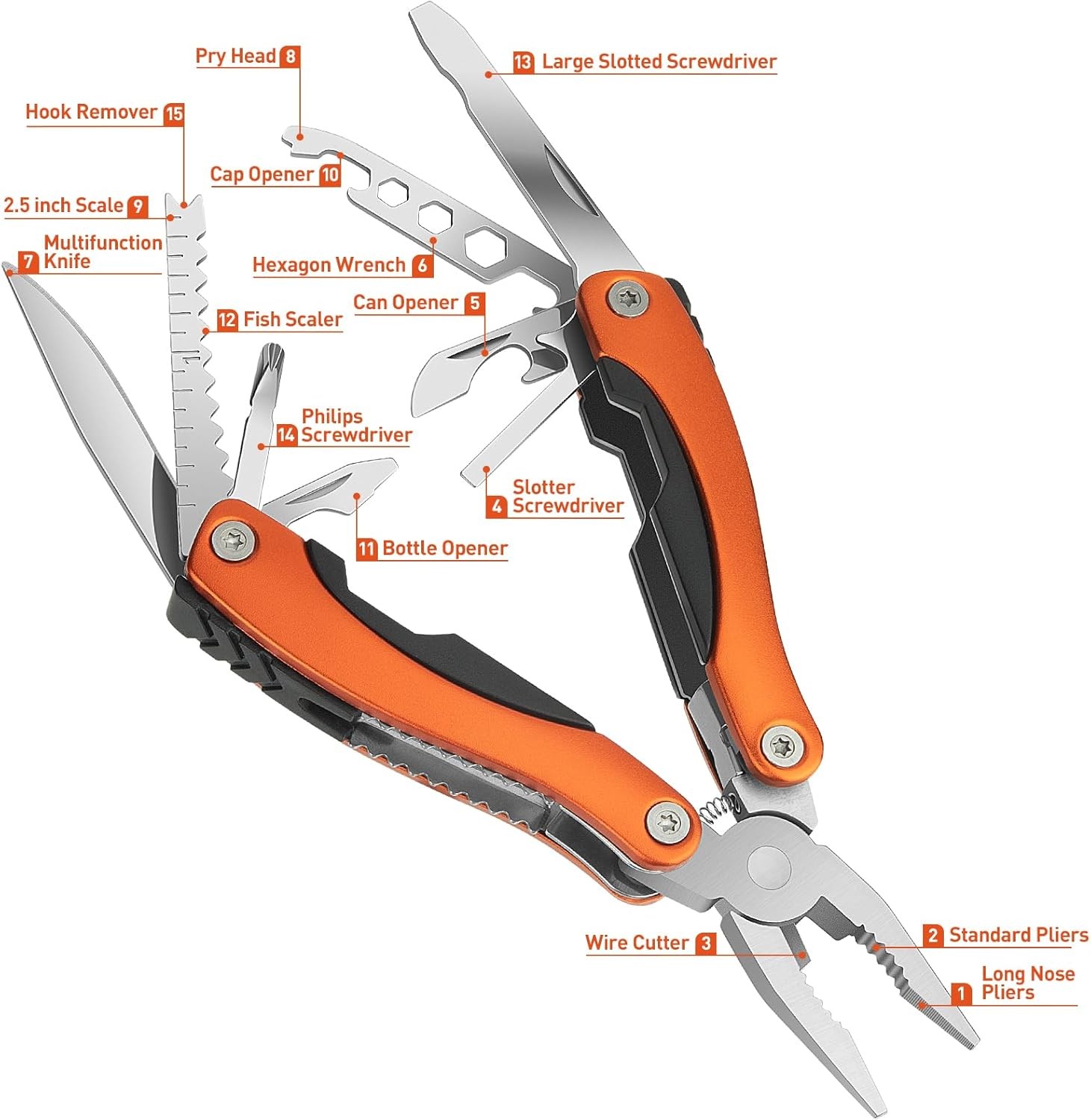 Needle Nose Multitool Pliers Pocket Knife Camping Hunting Hiking EDC