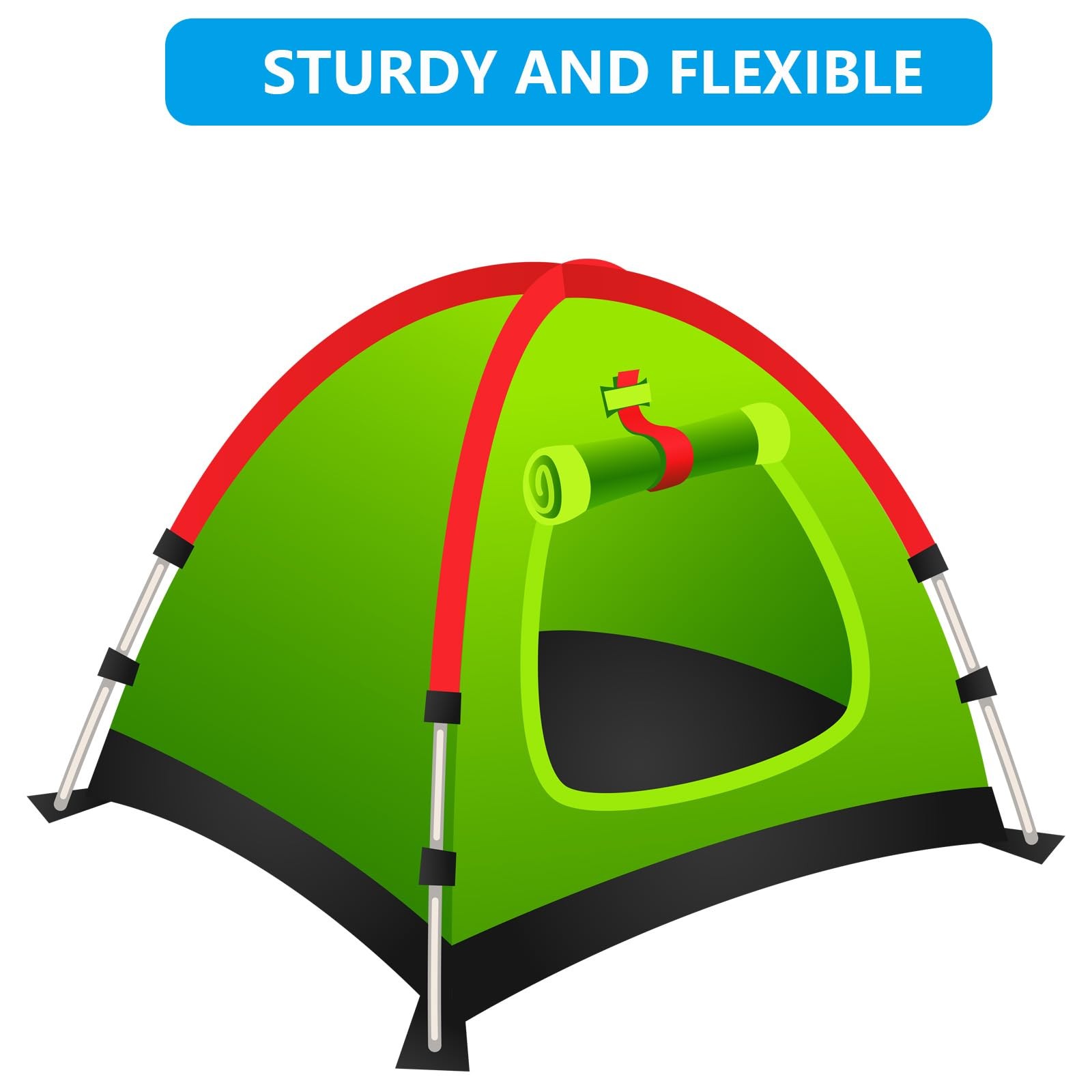 Aluminum Tent Poles Replacement,Fits Both Female and Male 20ft 0.4in, Black