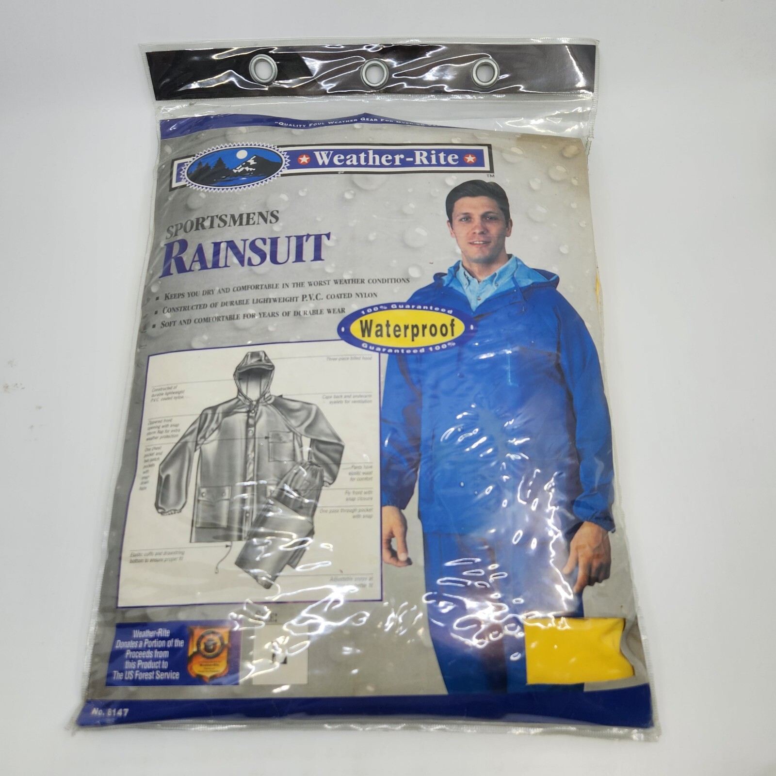 Weather-Rite Yellow PVC Coated Nylon Waterproof Rainsuit #8127 Size L Open Pkg