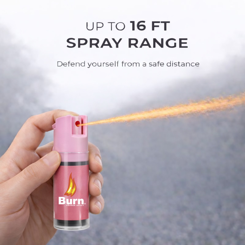 BURN Pepper Spray Keychain 0.5oz Police Strength Self Defense OC for Women Pink