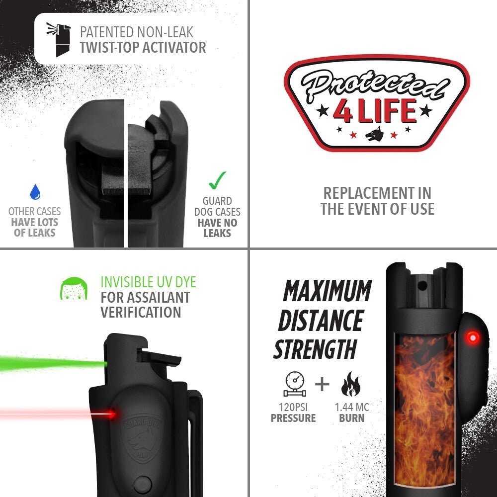 Accufire Pepper Spray with laser sight | Belt clip and Keychain ready
