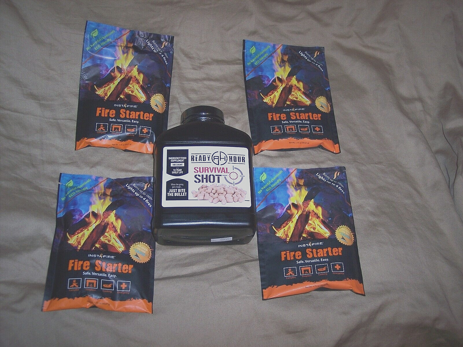 Fire Starter 1000 Degrees + Ready Hour Survival Shot 180 Count 10 yr Shelf Life