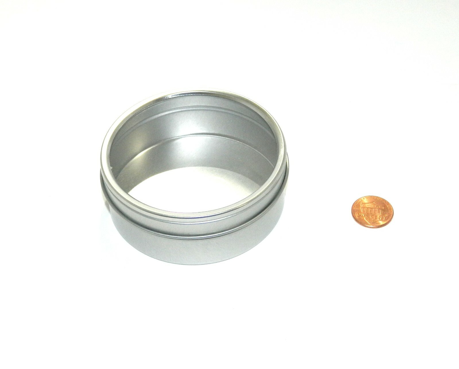 4 oz Round Metal Window See Through Slip-Lid Survival Craft Tin Can Container X4