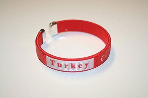 Turkey Red Country Flag Flexible Adult C Bracelet Wristband … 2.5 Inches in Di