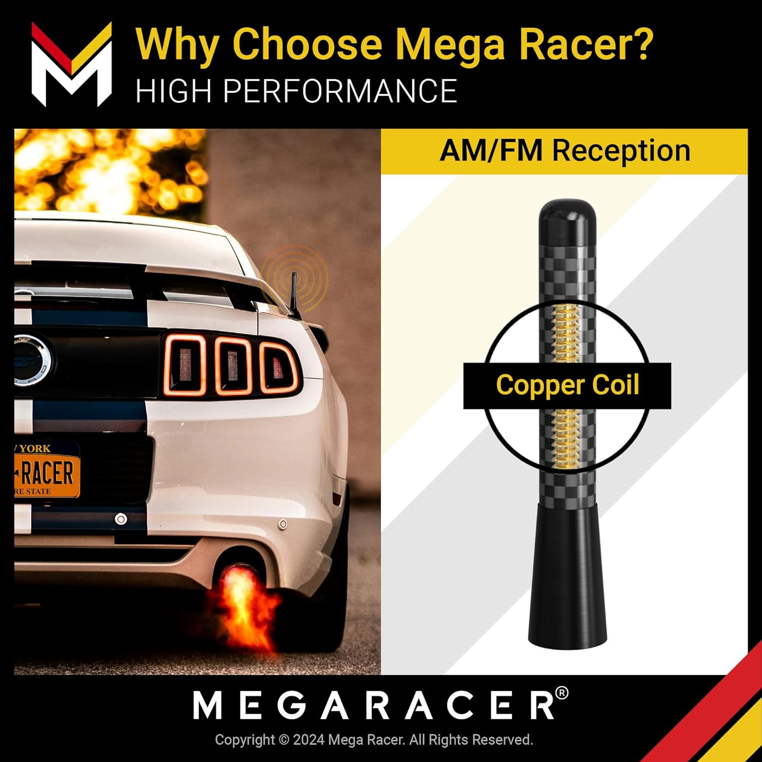 Black Carbon Fiber Antenna for Truck, Car, SUV – 3 Inch Universal Fi