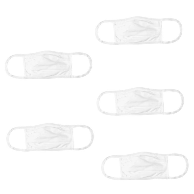 New 5 Pack Hanes Reusable PPE White Face mask, Washable soft 3-ply 100% Cotton