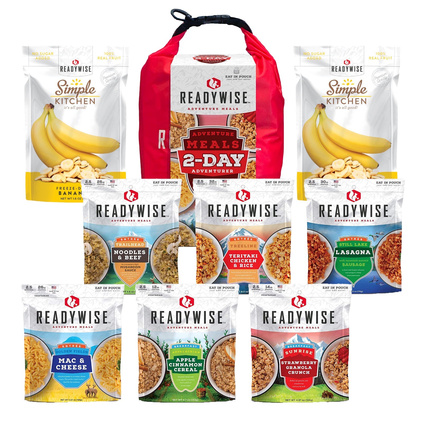 2 Day Emergency Food, Water Filter, Firestarter Outdoor Adventure Survival Kit