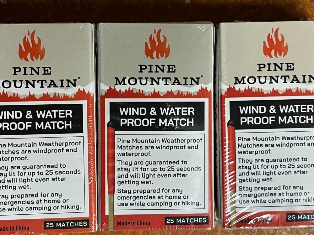 12 packs Pine Mountain Matches of 25 (300 matches) Windproof Waterproof (NEW)