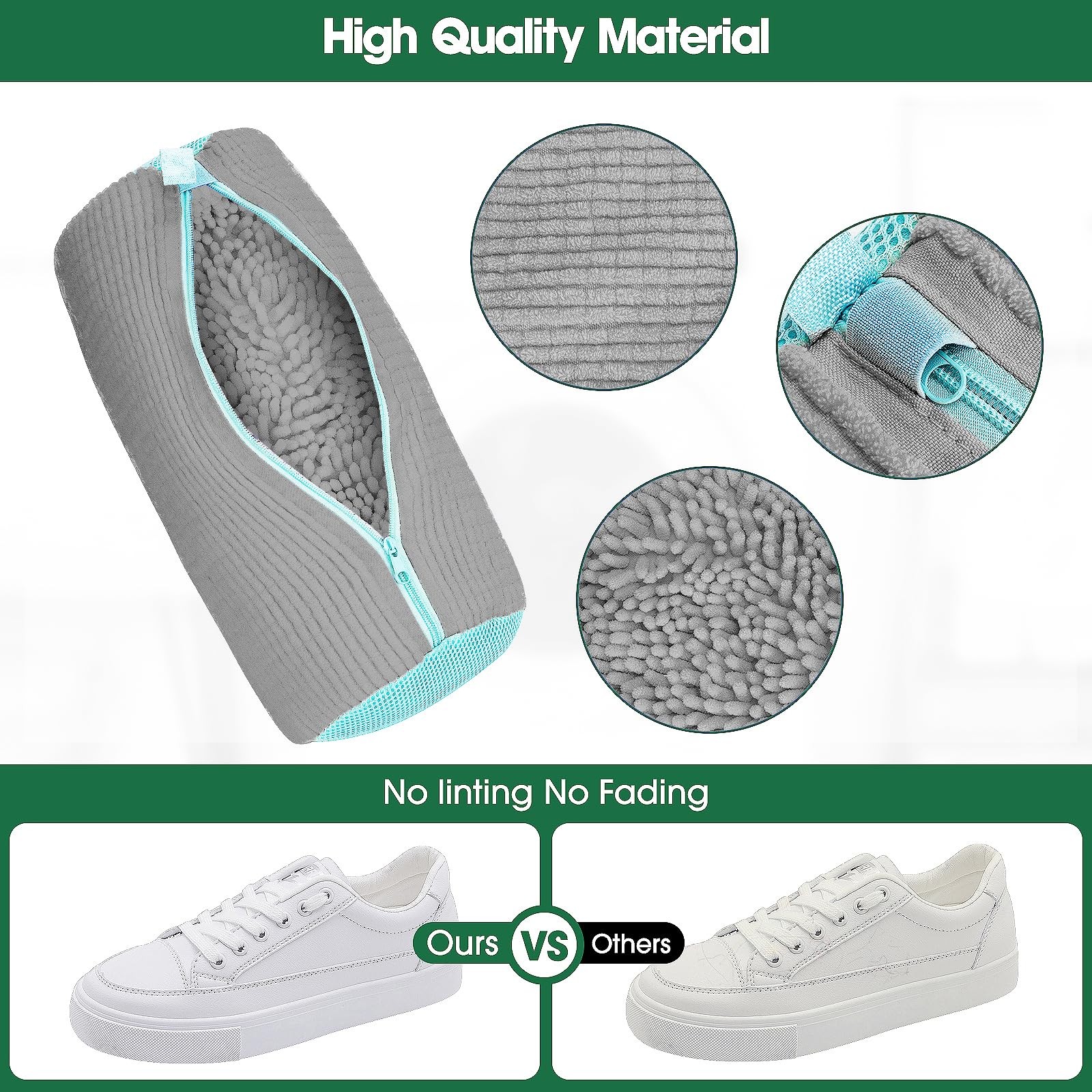 Shoe Washing Machine Bag, 2 Pack Sneaker Cleaner Kit Extra Large, Gray-2P