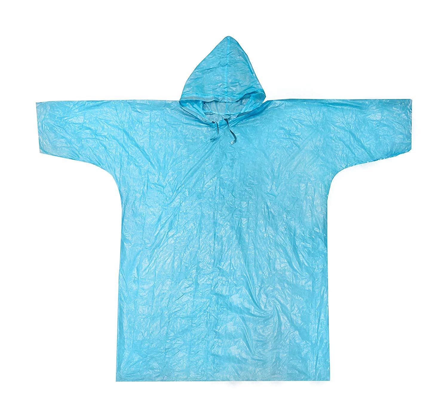 Emergency Hooded Rain Poncho Blue Poncho 61″ x 65″- One Size Fits Most