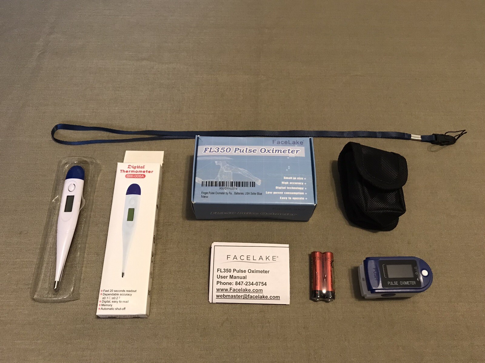 Home Depot Backpack, Blanket, Pulse Oximeter, Digital Thermometer Care Kit Lot
