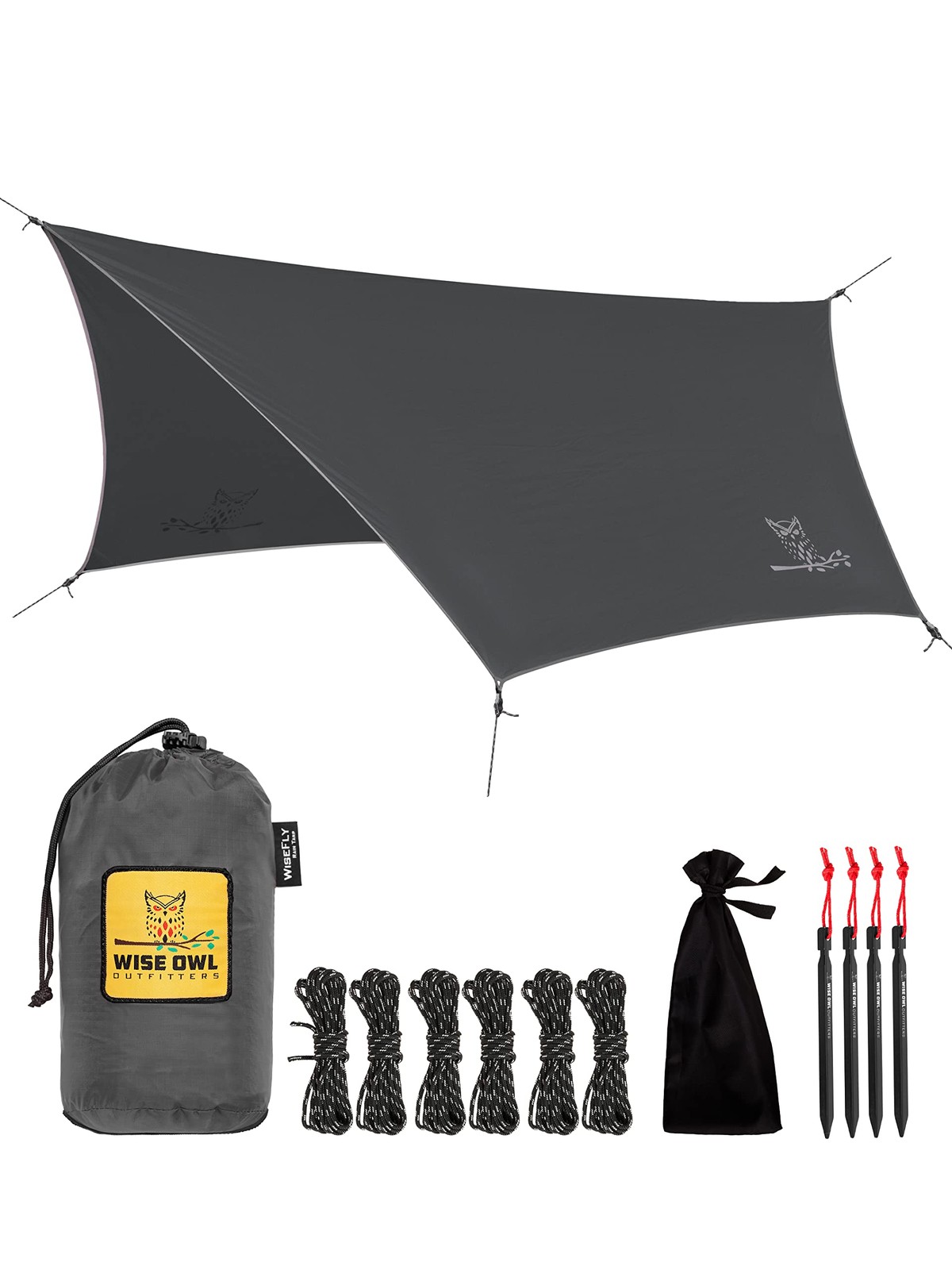 Wise Owl Outfitters Hammock Rain Fly – Waterproof Standard (26 oz), Gray