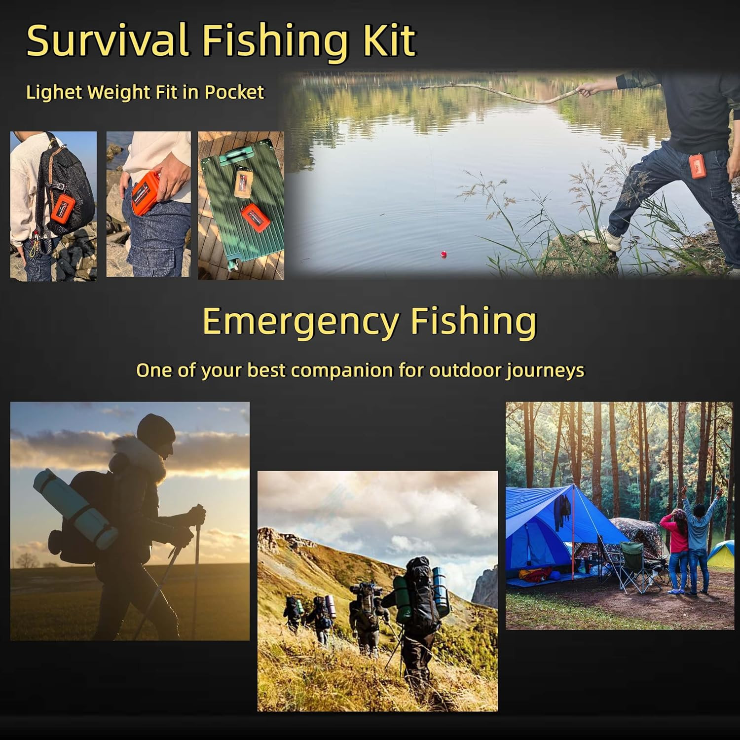 Mini Survival Fishing Kit Small Emergency Fishing Tacklebox Pocket Outdoor Fishi