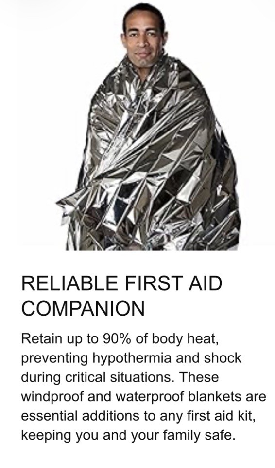 Emergency Mylar Thermal Blankets (Pack of 10), New, Free Shipping ! Large
