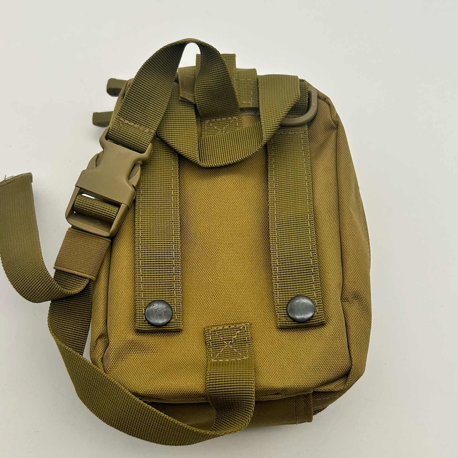 Tactical MOLLE Medical Pouch IFAK Utility Bag Tan Empty w/ Strap Patch USA Flag