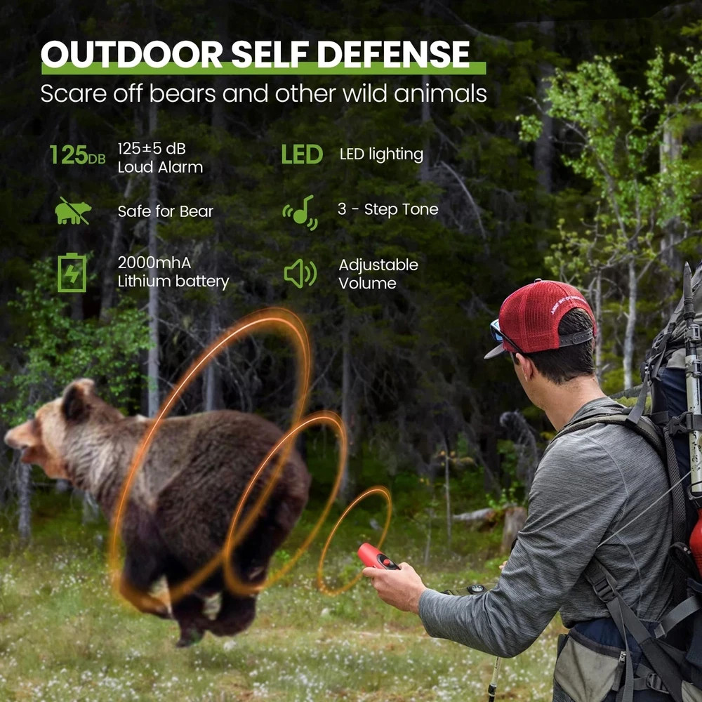 Electronic Air Bear Horn, 120±5 dB Loud Air Horn for Safety Hiking Camping Em…