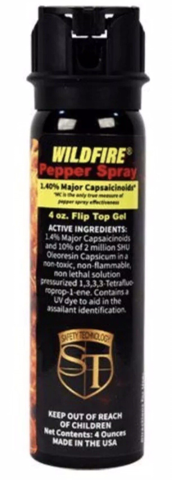 HOTTEST Wildfire Sticky Pepper GEL Self Defense 4oz Spray 10% OC 1.4% MC UV Dye