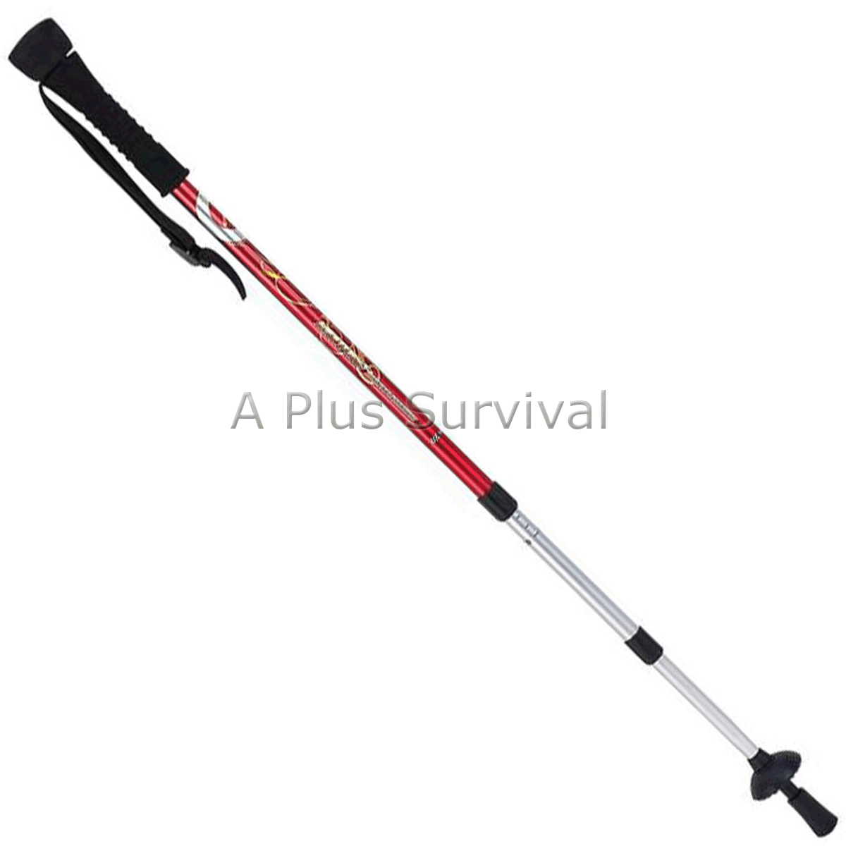 Red Aluminum Hiking 3 Section Collapsible Camera Monopod Walking Stick Pole