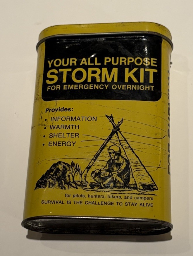 Storm Kit Survival Tacoma Mountain Rescue Unit Filled Container Tin Vintage