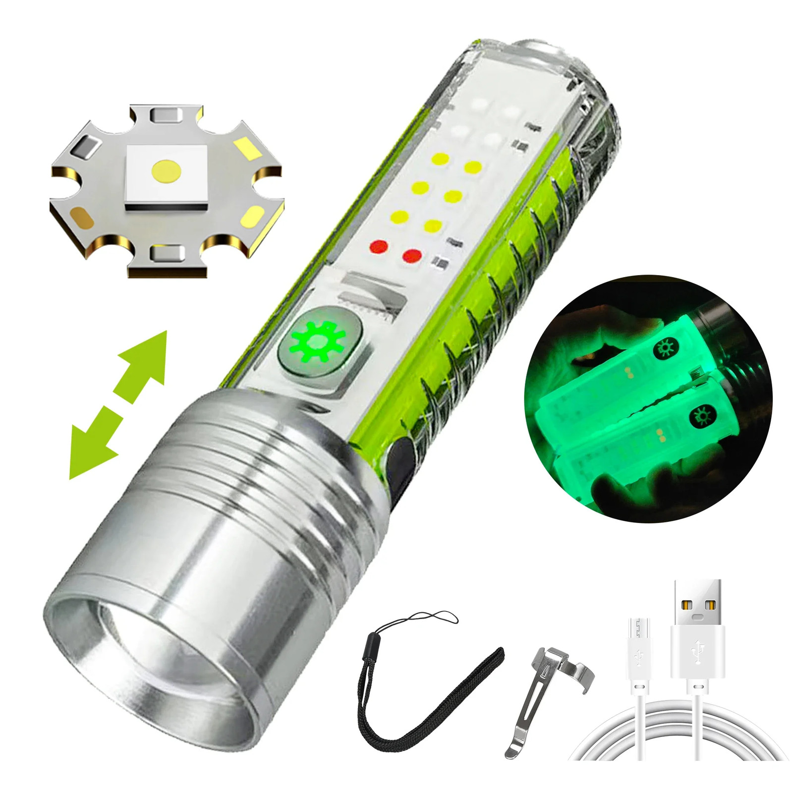 Spotlight Long-Range Strong Light XPG Focusing Flashlight Type-C Charging with S