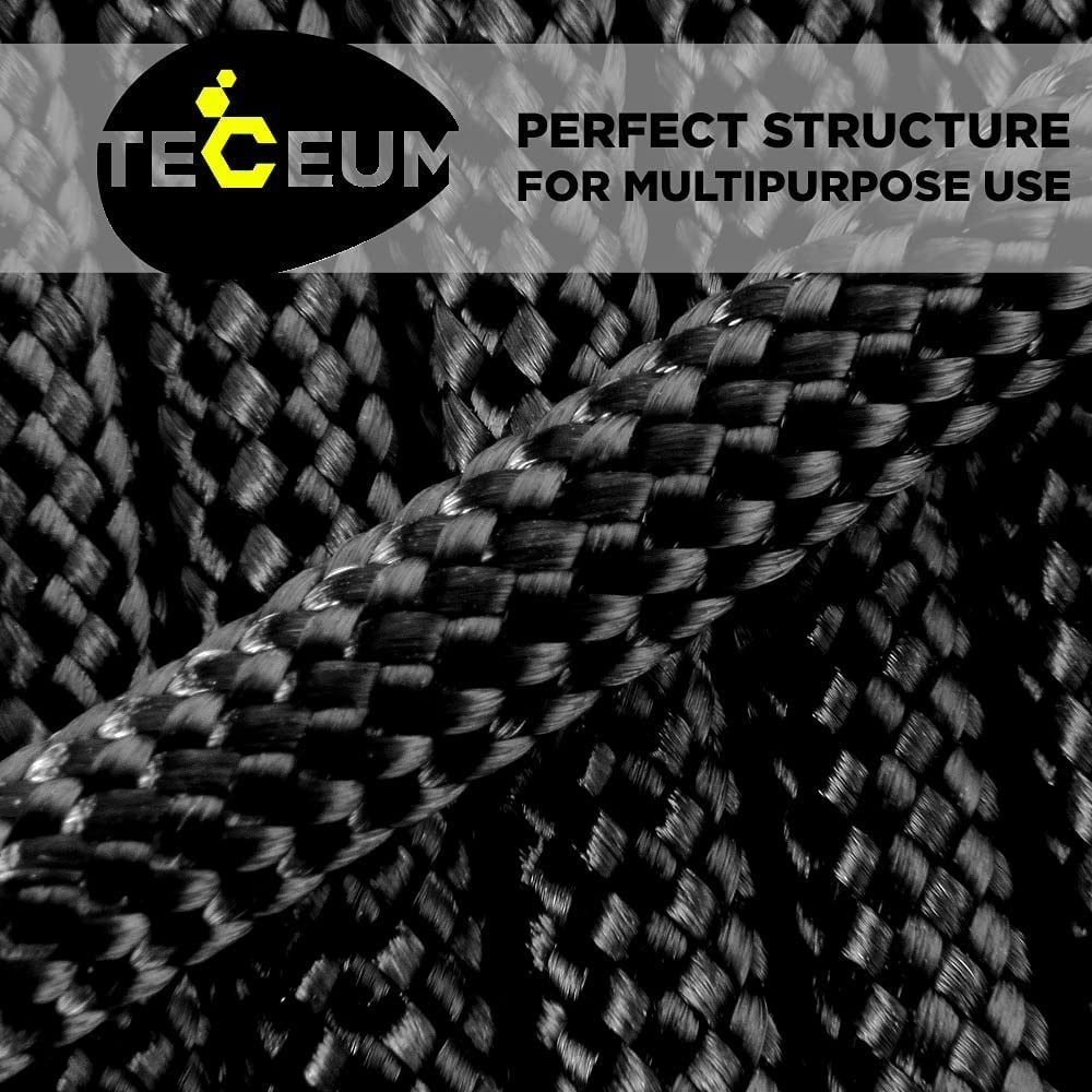 TECEUM Paracord Type IV 750 lb Black 016 – 50 ft – 4mm – 50 ft, Noir