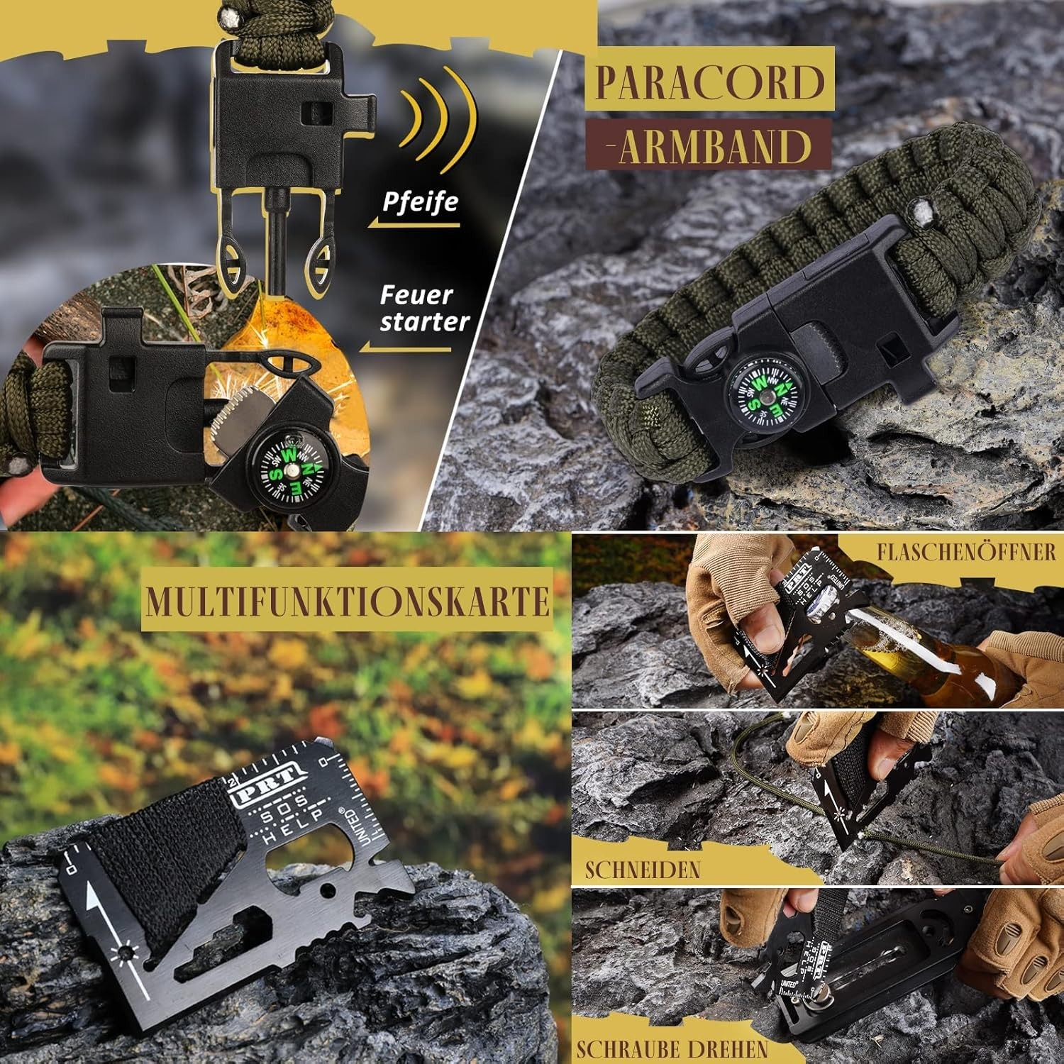 Lightweight Portable 14-in-1 Survival Kit: Ideal Holiday Gift for Him