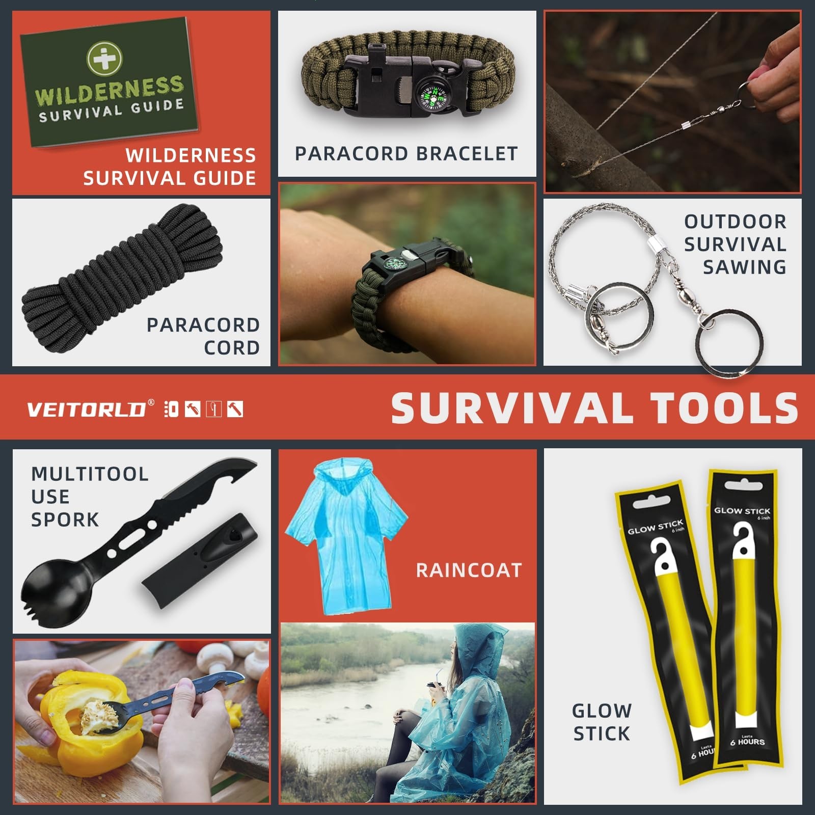 Survival Gear & Equipment 221 in 1,Essential Emergency Kit,Compact To Carry-SALE