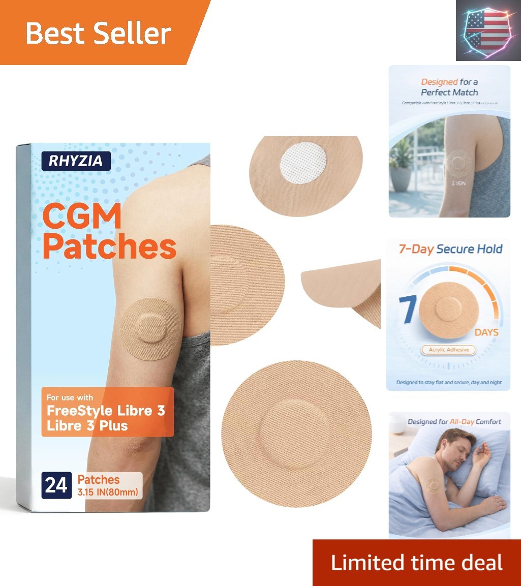 Freestyle Libre 3/Libre 3 Plus Sensor Covers, 24-Pack CGM Adhesive Patches, U…
