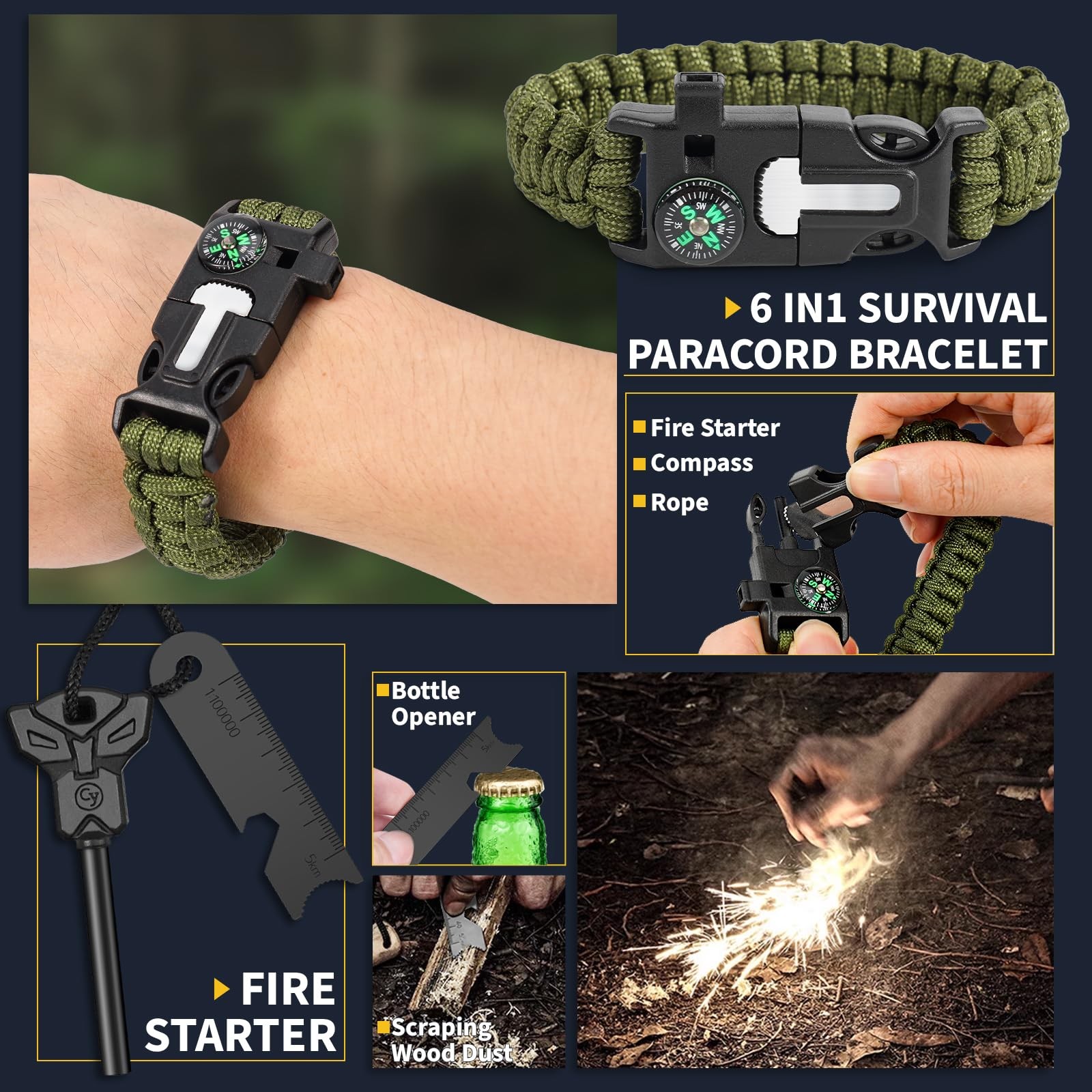 ASTNES Gifts for Men Him Dad, Survival Kits and Equipment 14 Pcs Kit