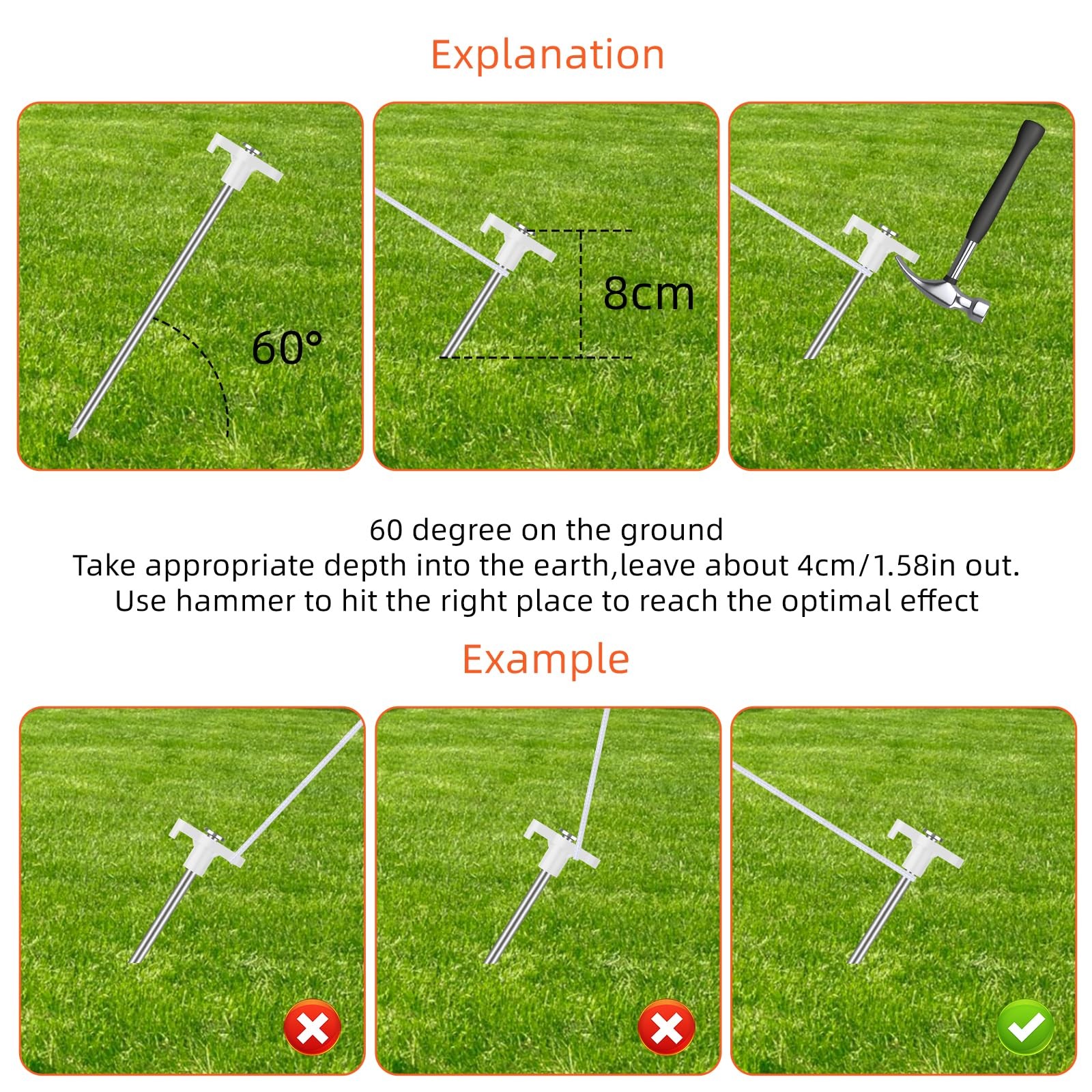 JBPZNJZZ Tent Stakes Heavy Duty Camping 7 inches (About 18 cm) White