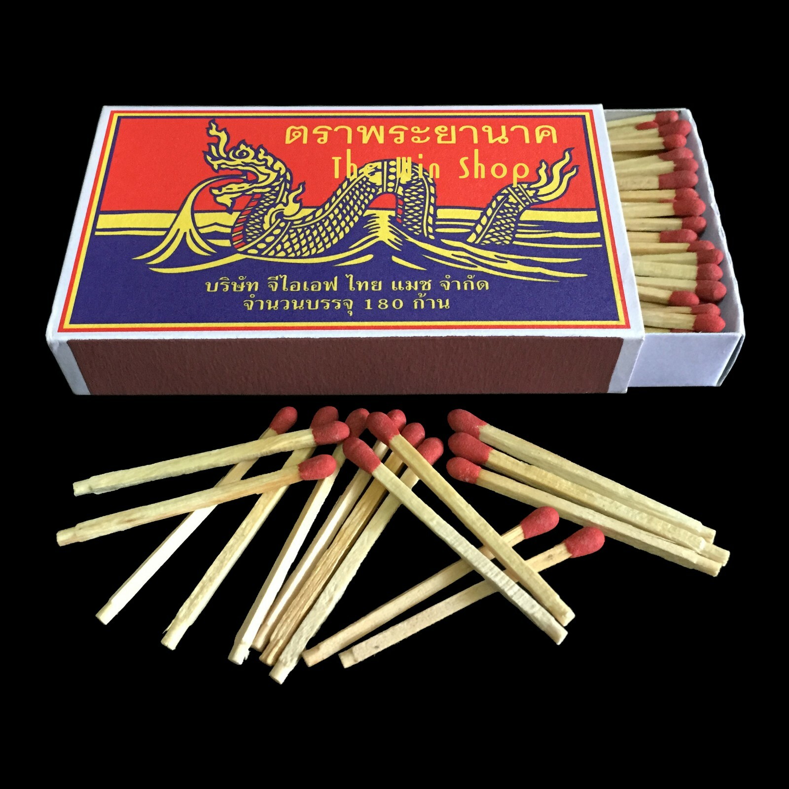 10 Big Boxes = 1,800 Red Sticks Original Phrayanak Thai Wooden Matches Camping