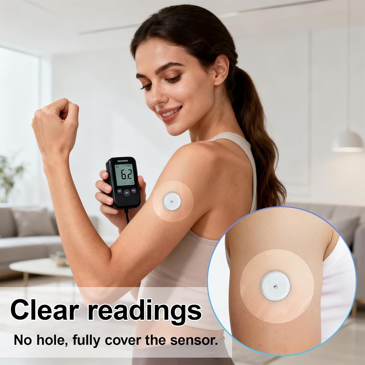Transparent Pre-Cut Adhesive Covers for CGM – 20 Pack, Waterproof & Strong Stick