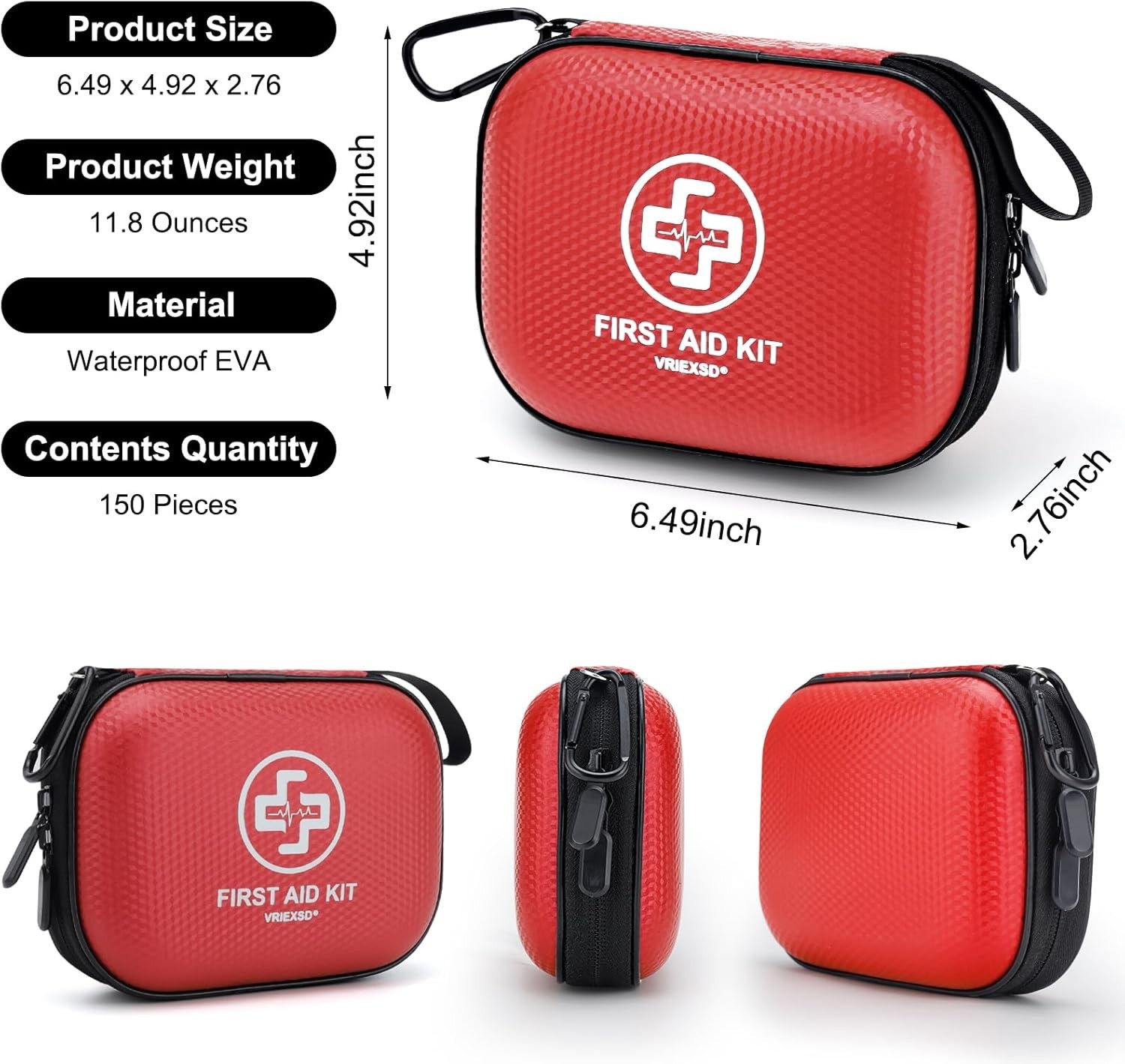 150 PCS First Aid Kit Waterproof Survival Equipment for Camping, Hiking, Fishing