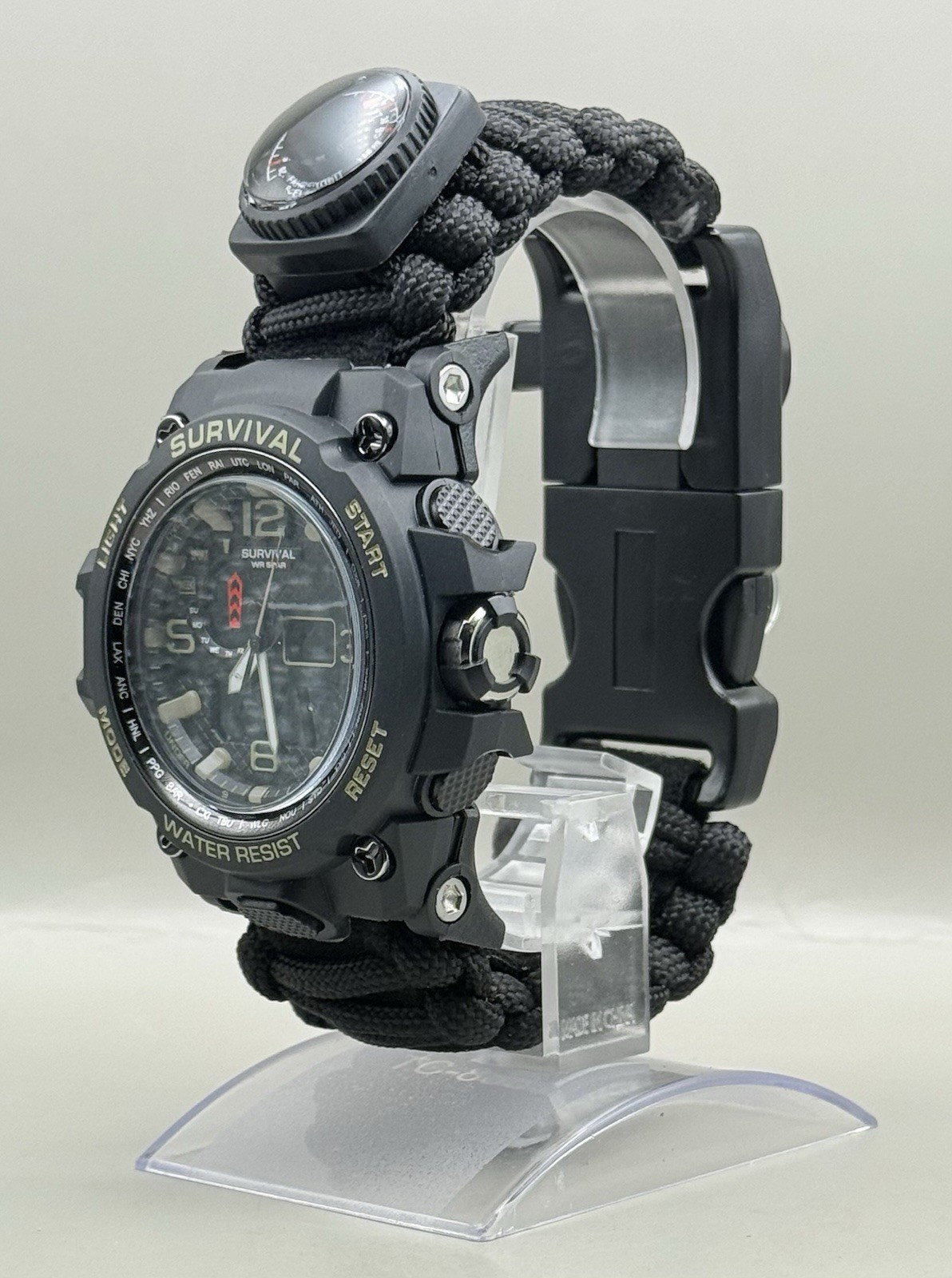 Survival Men’s Tactical Military Digital Watch 23-in-1 Multi-Functional BLACK