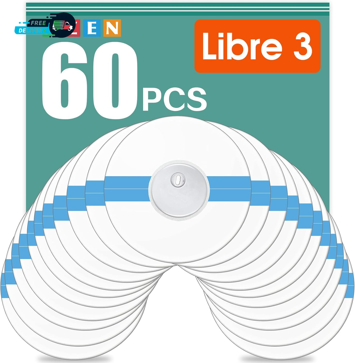 60 Pack Freestyle Sensor Covers Libre 3 Waterproof Adhesive Patches Waterproof.
