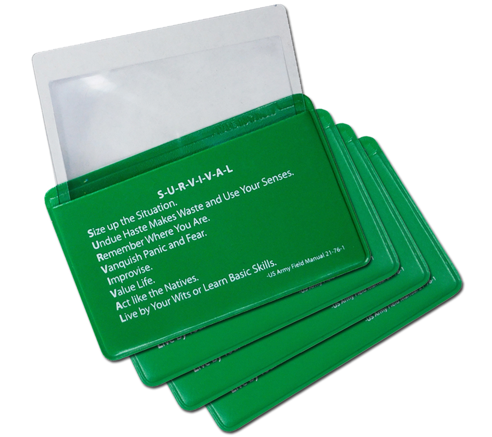 Fresnel Lens 4 Pack Credit Card Pocket Size Magnifier Firestarter with Sleeve
