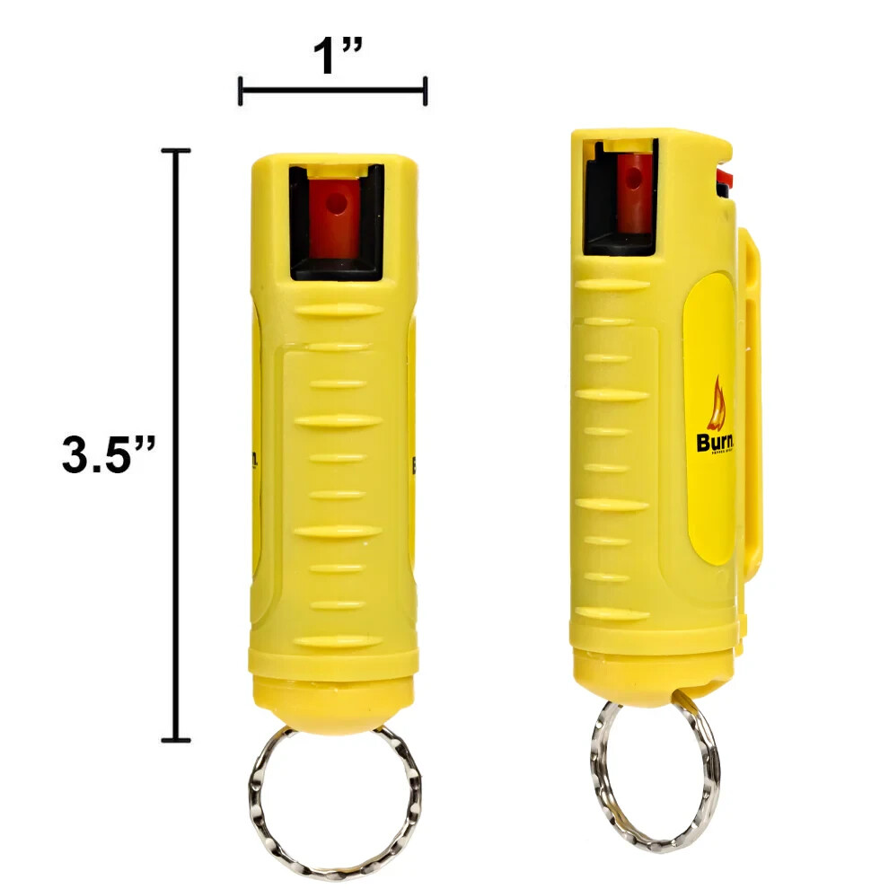 BURN Pepper Spray 1/2oz Self Defense Keychain Yellow Security Case Molded
