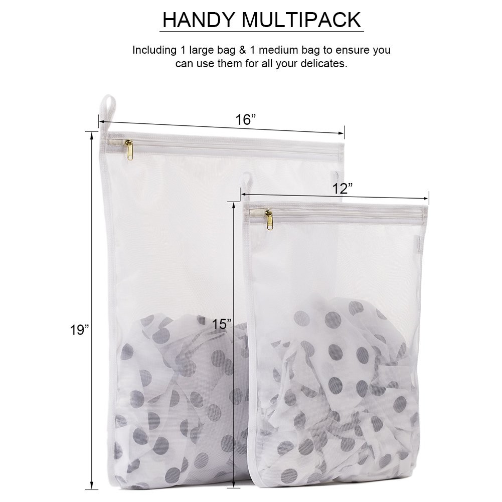 TENRAI Delicates Laundry Bags, Bra Fine Mesh Wash Bag for Large, White