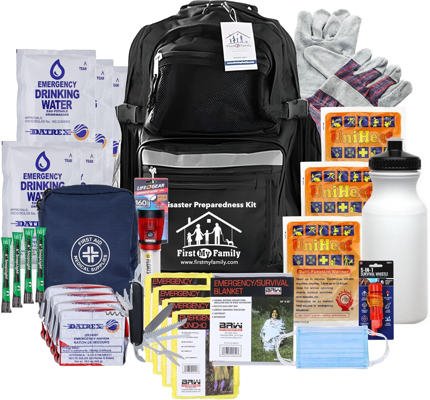 First My Family All-In-One 4 Person, 72 Hour Emergency Survival Kit for Fires, E