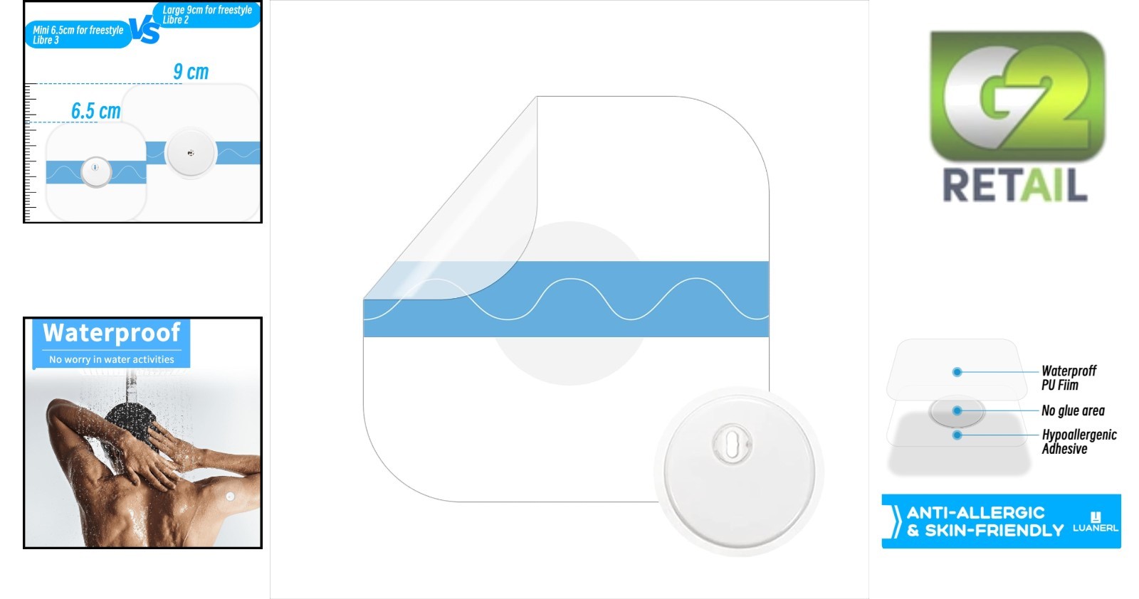 50 PCS Waterproof Adhesive Patches for Freestyle Libre 3 – Skin-Friendly 6.5cm