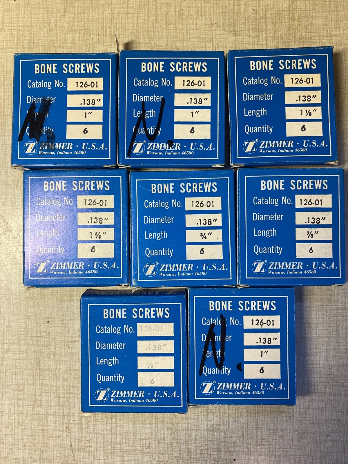 Large Lot ZIMMER Stainless Steel Bone Screw Tapered Plate Pin Nail