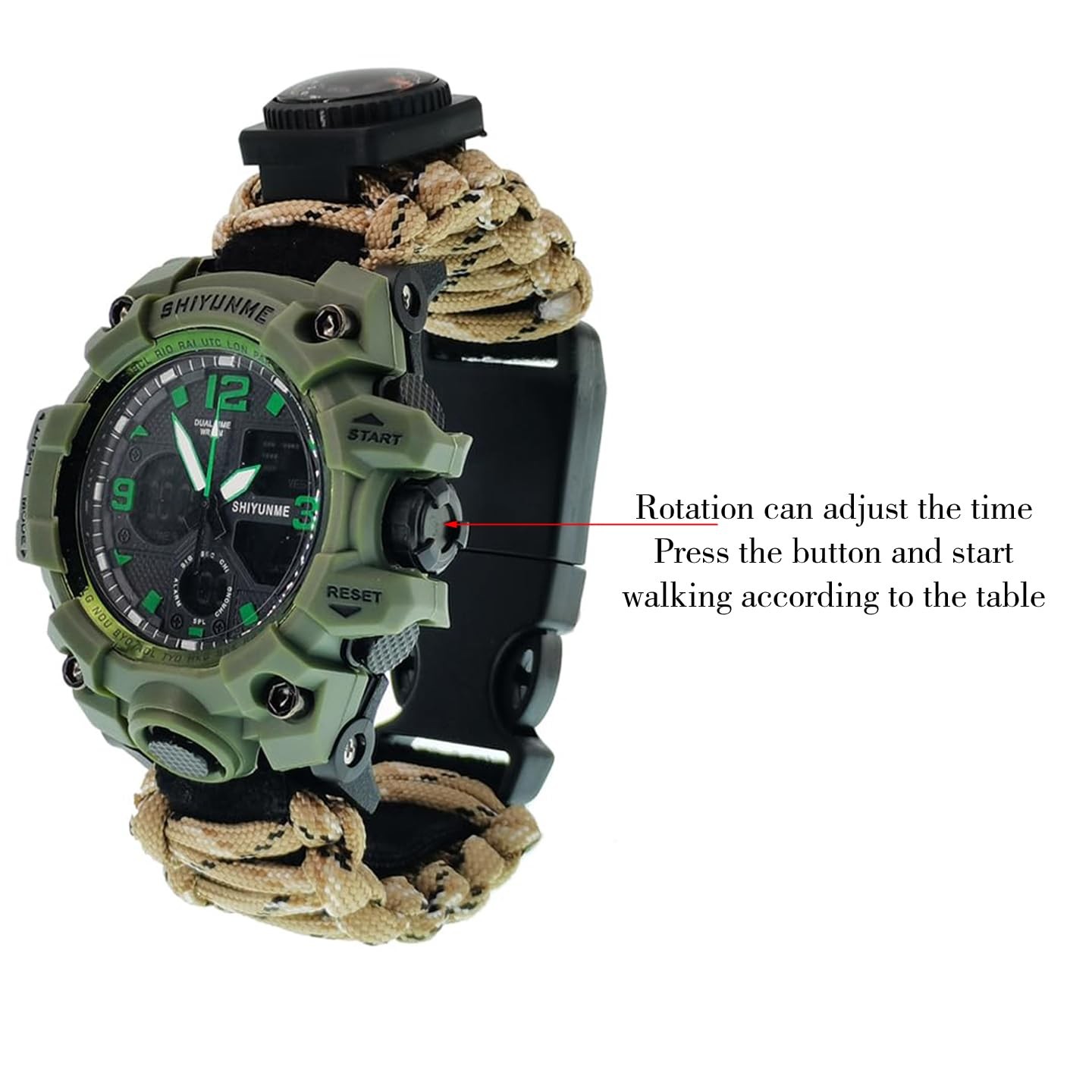 Multi Functional Outdoor Living Chain Torch, Compass, , Thermometer, First ai…