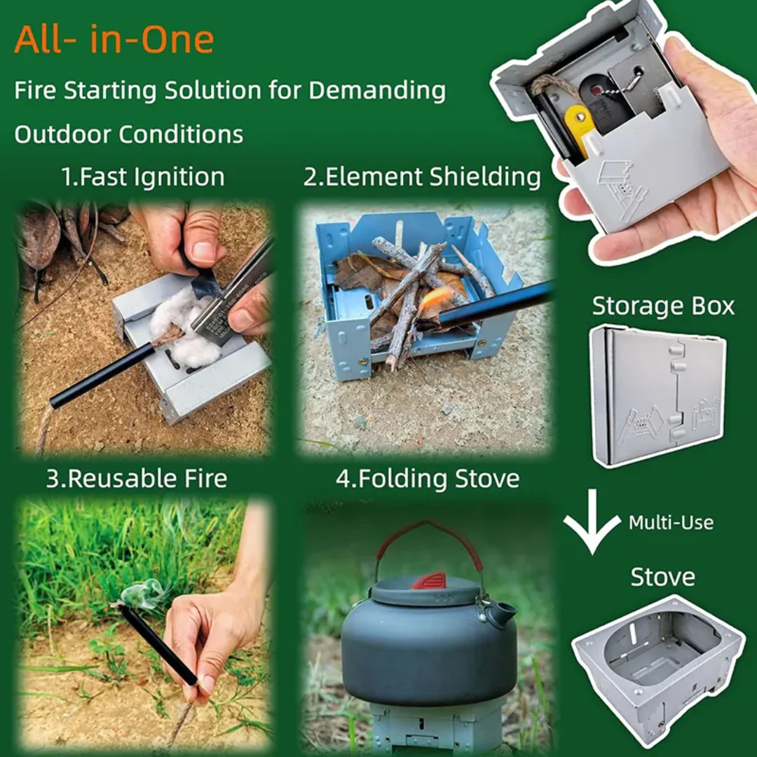 Compact Survival Fire Starter Kit – All‑in‑One Ignition and Cooking