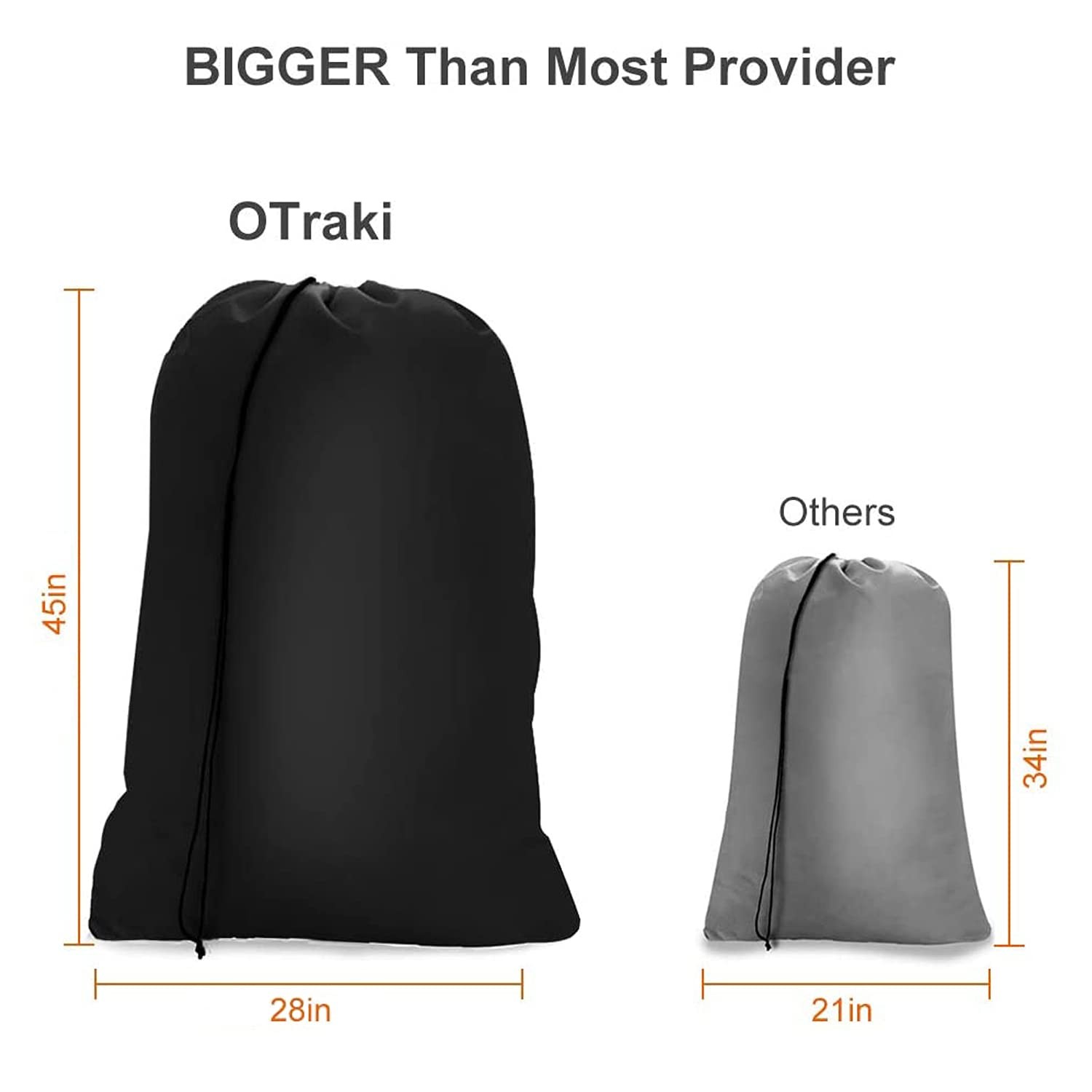 2 Pack Heavy Duty Large Laundry Bags 28 x 45 Inch Black Hamper Storage Set
