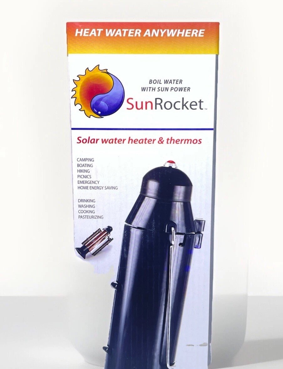 SUNROCKET Solar Water Heater Thermos Portable Outdoor Clean Hot Water Beverage
