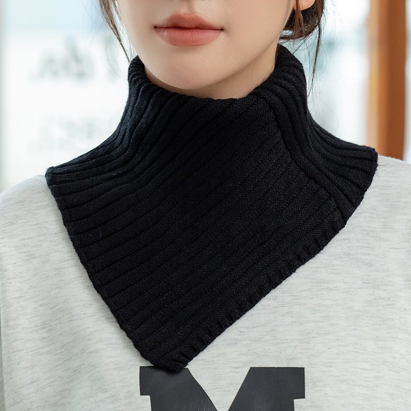 Detachable Striped Knitted Turtleneck Collar For Women False Neck Guard Collar