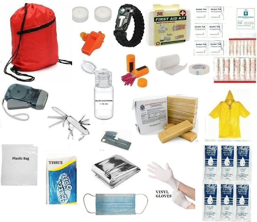 3 Day Emergency Survival Kit Food Water First Aid Pack Bag 72 Hour RED Hurricane